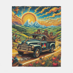 Folk Art Road Trip Fleece Deken