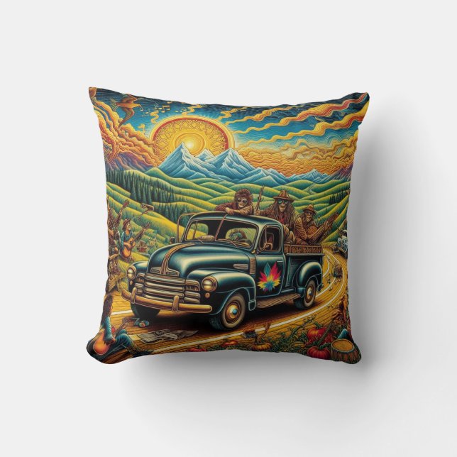 Folk Art Road Trip Kussen (Voorkant)