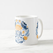 Folk art round-versiering met vogels, rozen en blo koffiemok (Voorkant rechts)