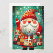 Folk Art Santa Feestdagenkaart (Voorkant / Achterkant)