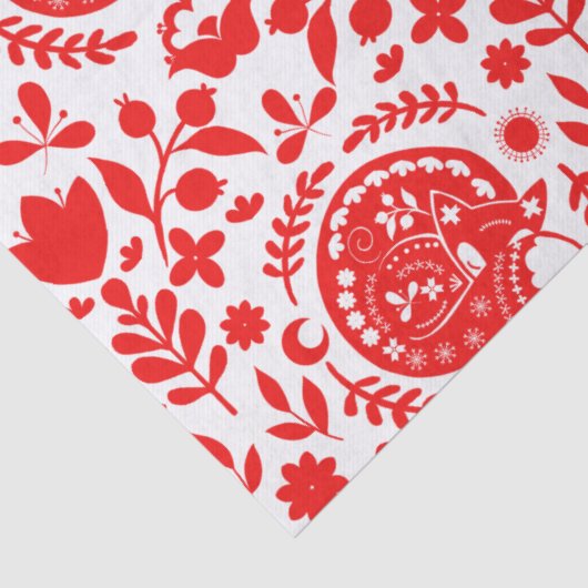 Folk Art Sleeping Fox Gift Tissuepapier (Detail)