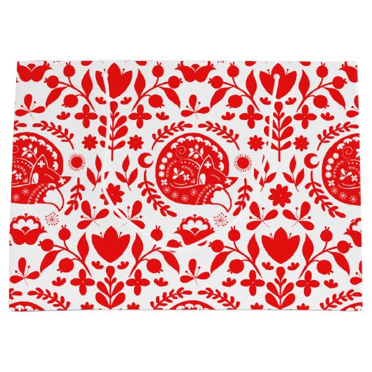 Folk Art Sleeping Fox Groot Cadeauzakje (Voorkant)