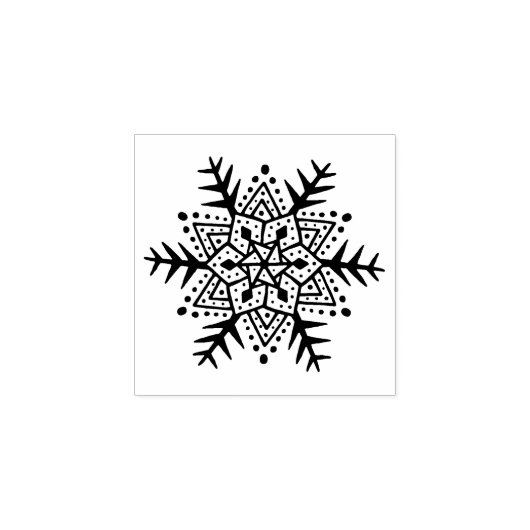 Folk art sneeuwvlok 	rubberstempel (Afrduk)