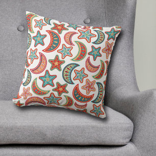 Folk Art Stars en Moon Pattern Kussen