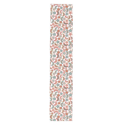 Folk Art Stars en Moon Pattern Medium Tafelloper (Voorkant)