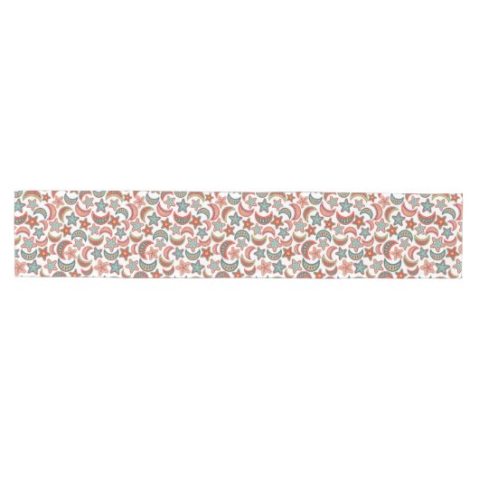 Folk Art Stars en Moon Pattern Medium Tafelloper (Horizontaal)