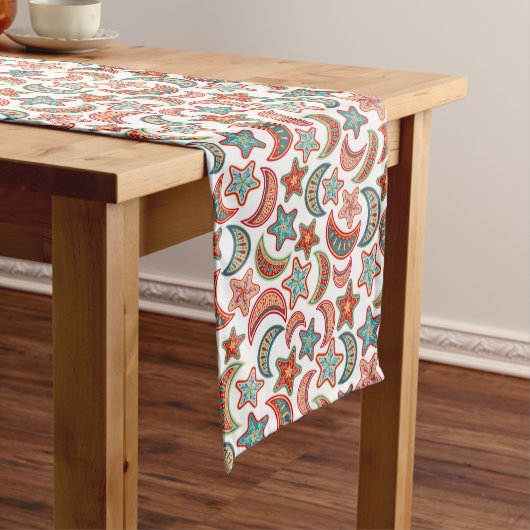 Folk Art Stars en Moon Pattern Medium Tafelloper (Voorbeeld)