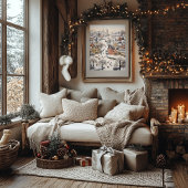 Folk Art Stijl Winter Scene Poster