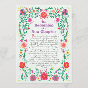 Folk Art Storybook Baby shower Invitation Kaart