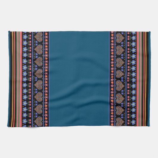 Folk Art Style Border Kitchen Towel of Tea Towel Theedoek (Horizontaal)