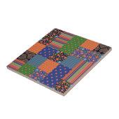 Folk Art Style Faux Patchwork-keramische Tegel Tegeltje (Zijkant)