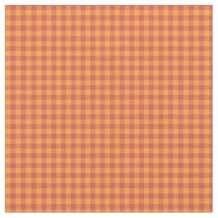 Folk Art Style Red Oranje Check Gingham Fabric Stof