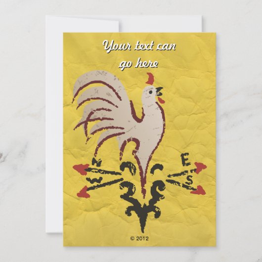 Folk Art Style Rooster Kaart (Voorkant)