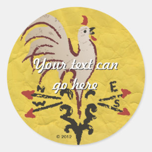 Folk Art Style Rooster Ronde Sticker