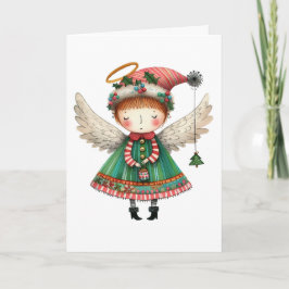 Folk Art Style Schattige Angel Kaart