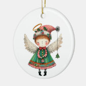 Folk Art Style Schattige Angel Keramisch Ornament (Links)