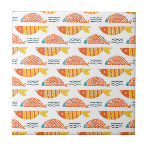 Folk Art Swimming Fish Patroon Tegeltje