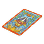 FOLK ART TURKEY & CORN THANKSGIVING MAGNET Holiday Magneet (Linkerzijde)