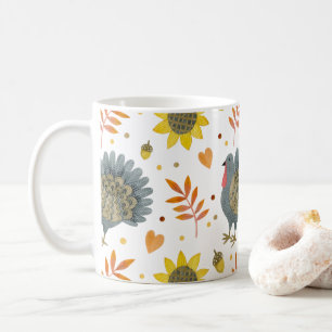 Folk Art Turkeys Café Mug
