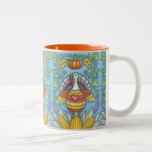 FOLK ART TURQUIE & CORN MERCI DE DONNER DEUX MUG T (Droit)