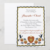 Folk Art Uitnodiging voor een bruiloft (Voorkant / Achterkant)