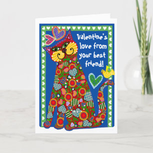 Folk Art van de Cat Folded Valentijn Card Feestdagen Kaart