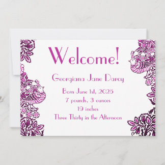 Folk Art Vogels Bloemen Eikels Blauw Kaart