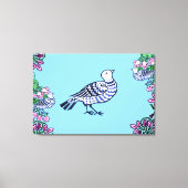 Folk Art Vogels Bloemen Eikels Canvas Afdruk (Voorkant)