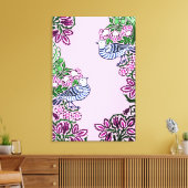 Folk Art Vogels Bloemen Eikels Canvas Afdruk (Insitu (Woonkamer))