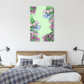 Folk Art Vogels Bloemen Eikels Canvas Afdruk (Insitu (Slaapkamer))