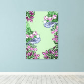 Folk Art Vogels Bloemen Eikels Canvas Afdruk (Insitu (Houten vloer))