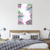 Folk Art Vogels Bloemen Eikels Canvas Afdruk (Insitu (Slaapkamer))