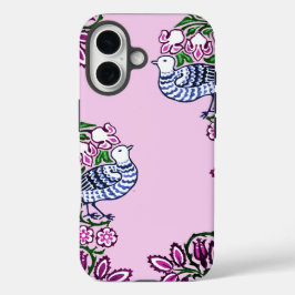 Folk Art Vogels Bloemen Eikels iPhone 16 Hoesje
