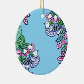 Folk Art Vogels Bloemen Eikels Keramisch Ornament (Rechts)