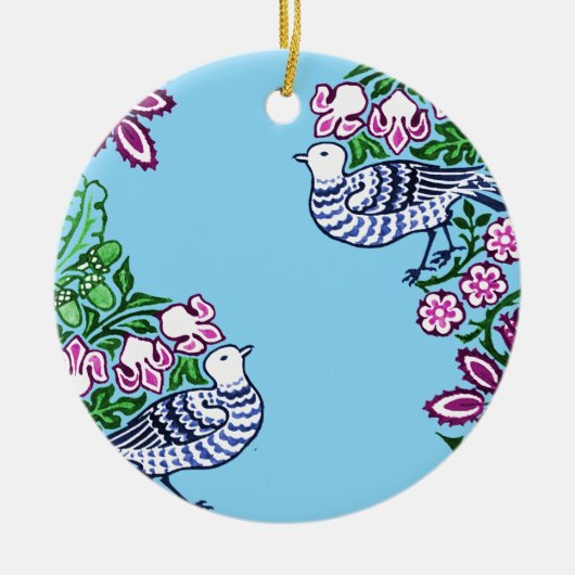 Folk Art Vogels Bloemen Eikels Keramisch Ornament (Voorkant)