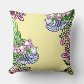 Folk Art Vogels Bloemen Eikels Kussen (Voorkant)