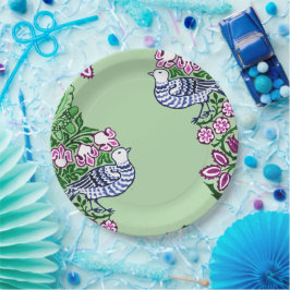 Folk Art Vogels Bloemen Eikels Papieren Bordje