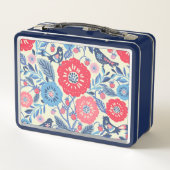 Folk Art Vogels en Aardbei Lunch Box (Achterkant)