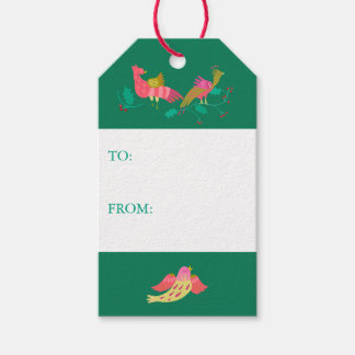 Folk Art Vogels Papier Vakantie Cadeaulabel