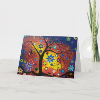 FOLK ART Wachten op het Sunset wenskaart Kaart