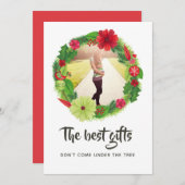 Folk Art Waterverf Floral Kerstmis Baby verwacht Aankondiging (Voorkant / Achterkant)