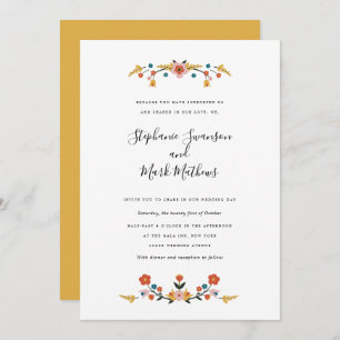 Folk Art Wedding Invitations Kaart