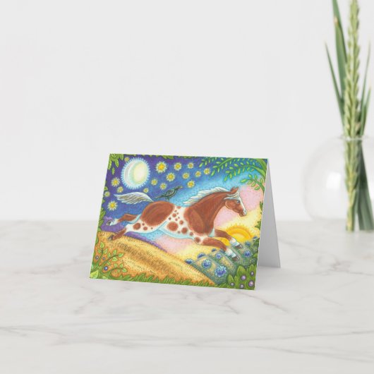 Folk Art WILD MUSTANG HORSE CARTE NOTE Vide (Devant)