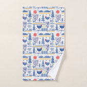 Folk Art Winter Bird Pattern Bad Handdoek (Handdoek)