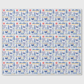 Folk Art Winter Bird Pattern Cadeaupapier (Vlak)