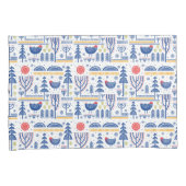 Folk Art Winter Bird Pattern Kussensloop (Voorkant-Rechts)