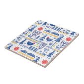 Folk Art Winter Bird Pattern Tegeltje (Zijkant)