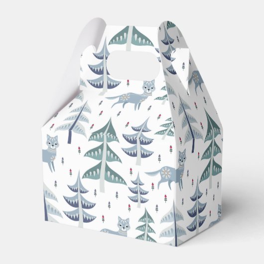 Folk Art Winter Fox en Trees Bedankdoosjes (Achterkant)