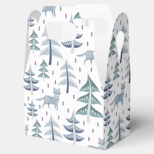 Folk Art Winter Fox en Trees Bedankdoosjes (Geopend)