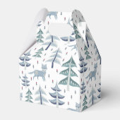 Folk Art Winter Fox en Trees Bedankdoosjes (Voorkant Zijde)